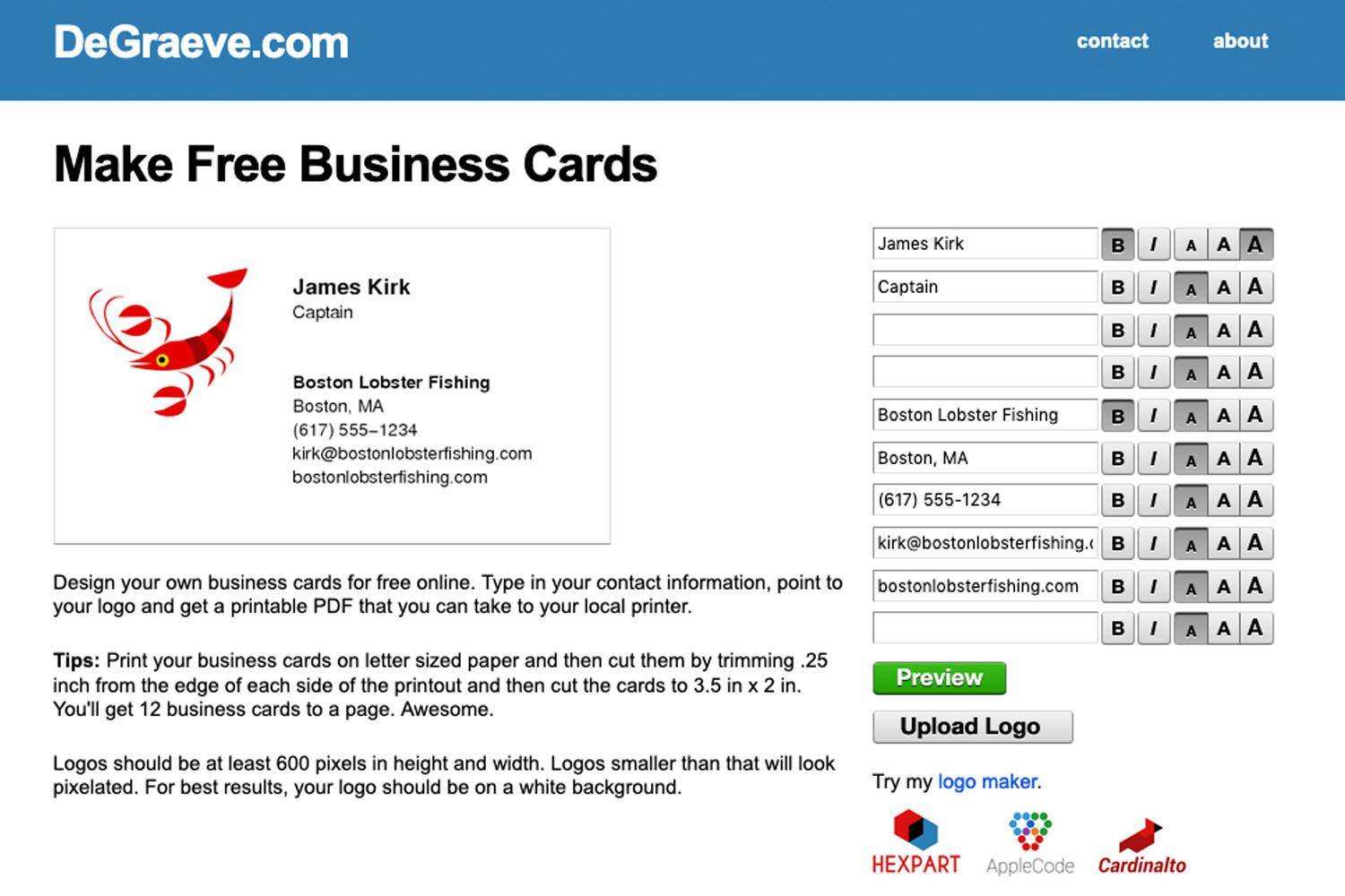 Free name card maker namecards sg